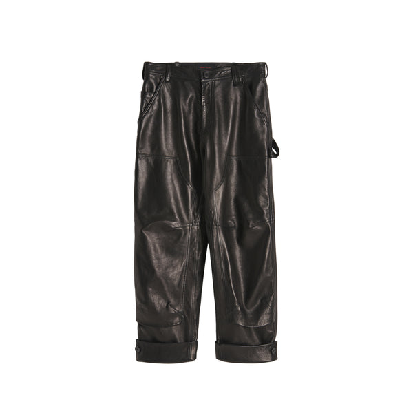 Simone Rocha - Men's Leather Workwear Trousers - (Black)