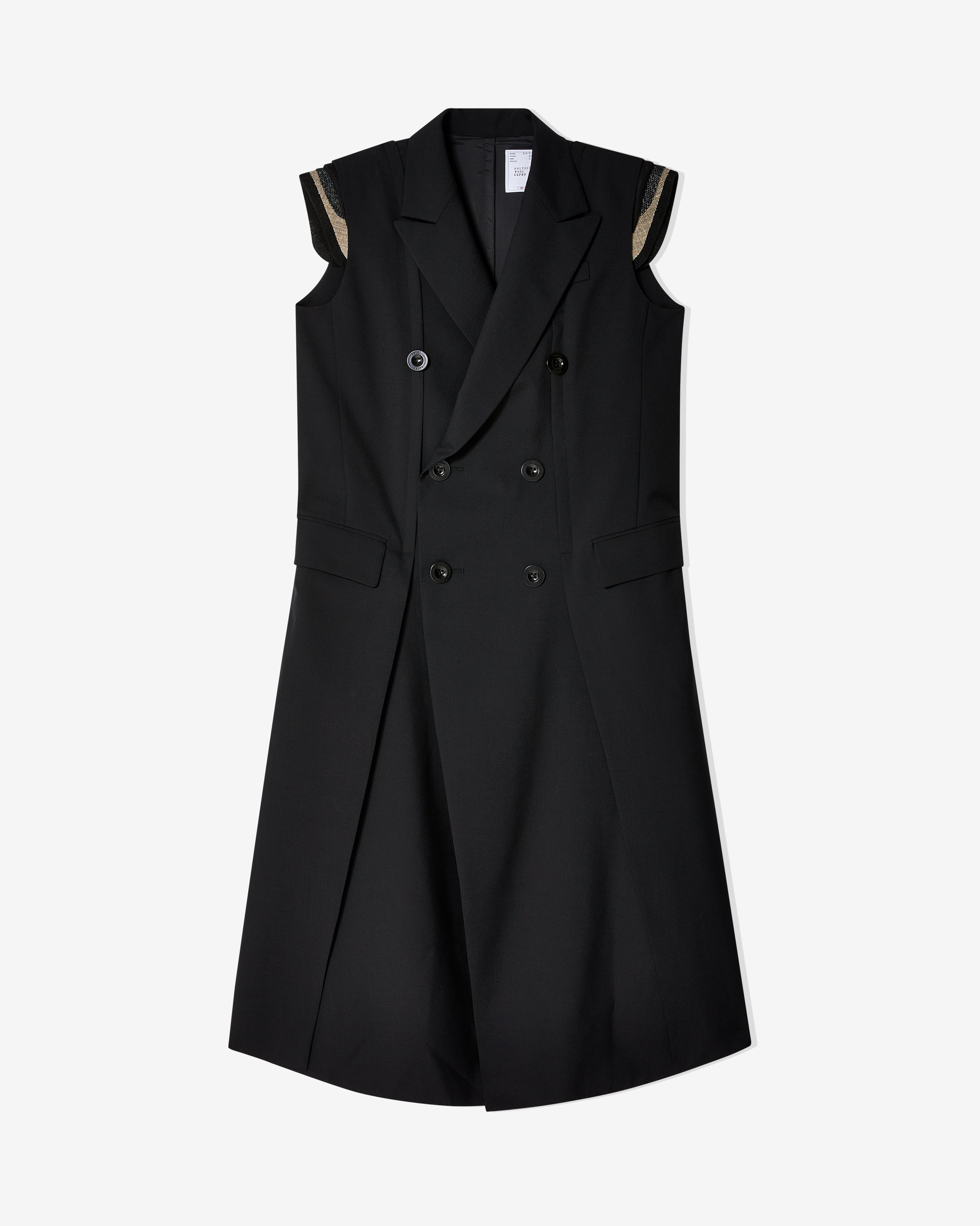 Sacai: Women's Sleeveless Coat (Black) | DSMNY E-SHOP