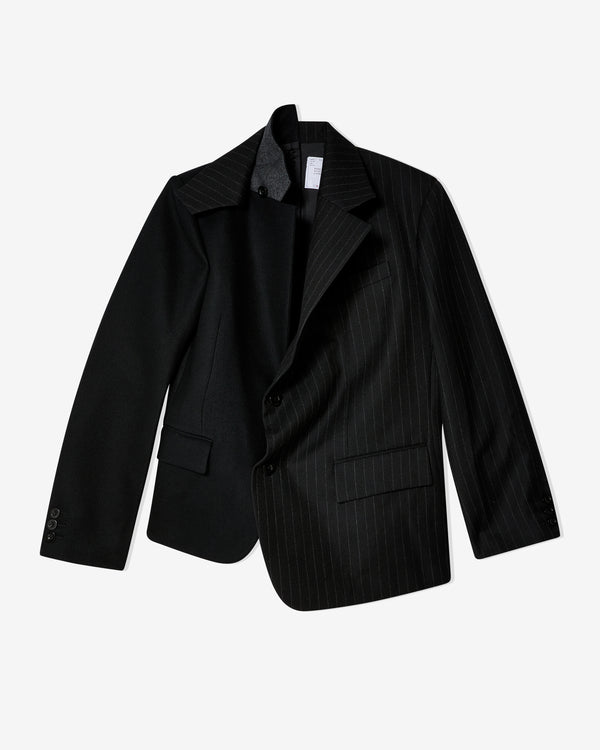 Sacai - Women's Chalk Stripe Asymmetric Jacket - (Black)