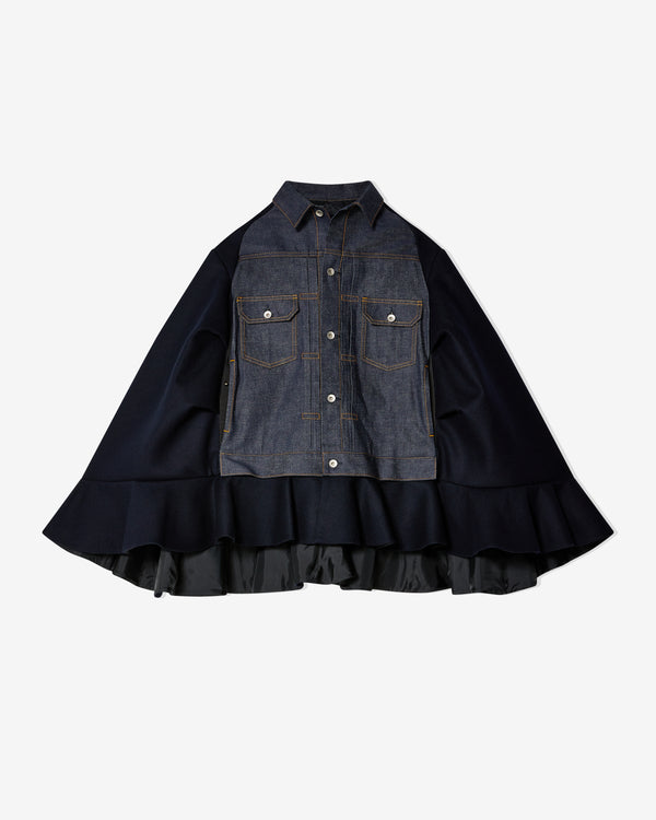 Sacai - Women's Denim X Wool Melton Cape - (Indigo Denim)