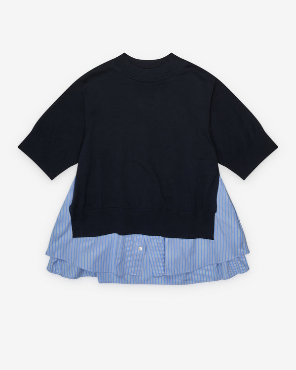sacai - Women's Poplin And Knit Pullover - (Navy/Blue)