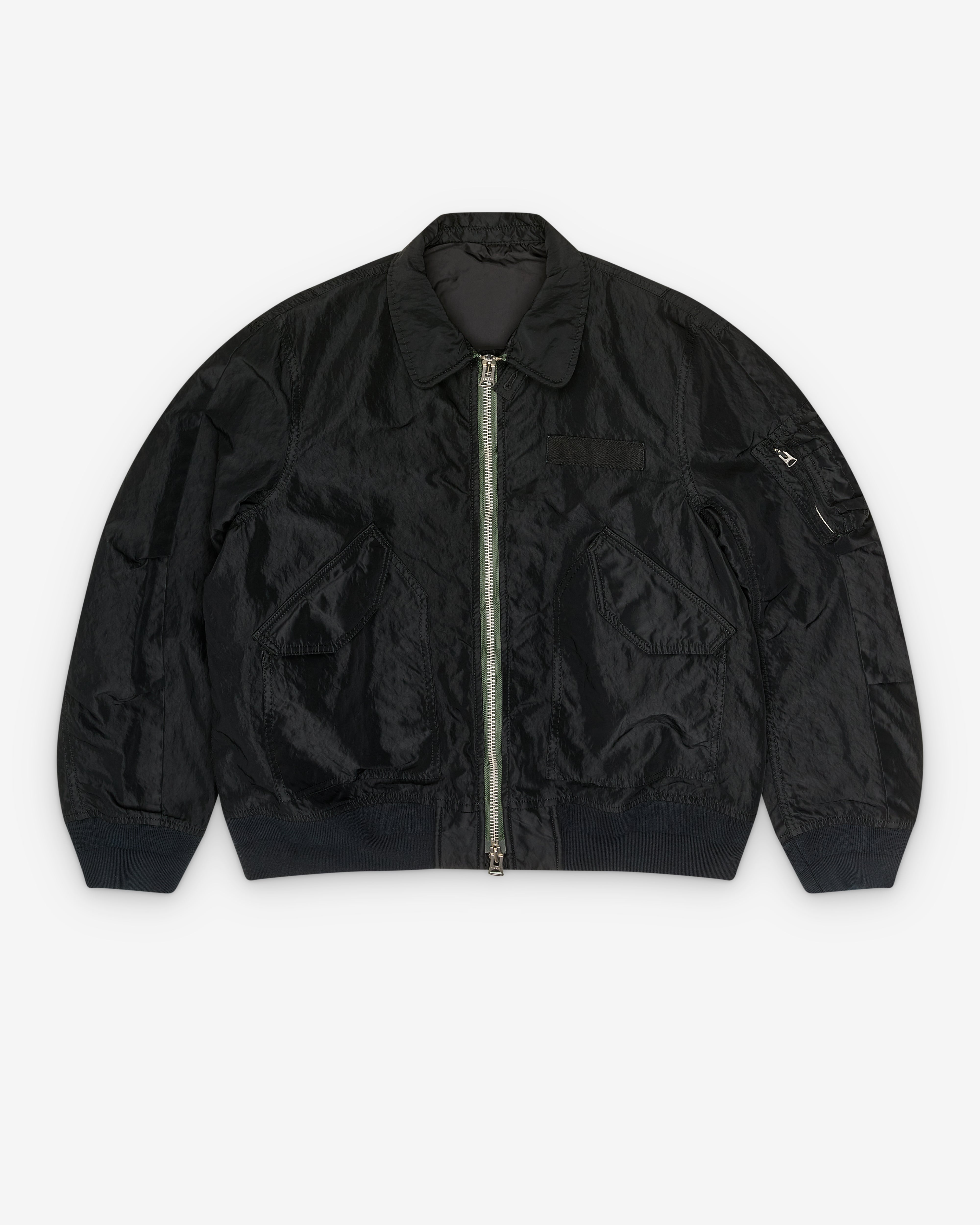 sacai: Men's Treated Nylon Twill Blouson (Black) | DSMNY E-SHOP