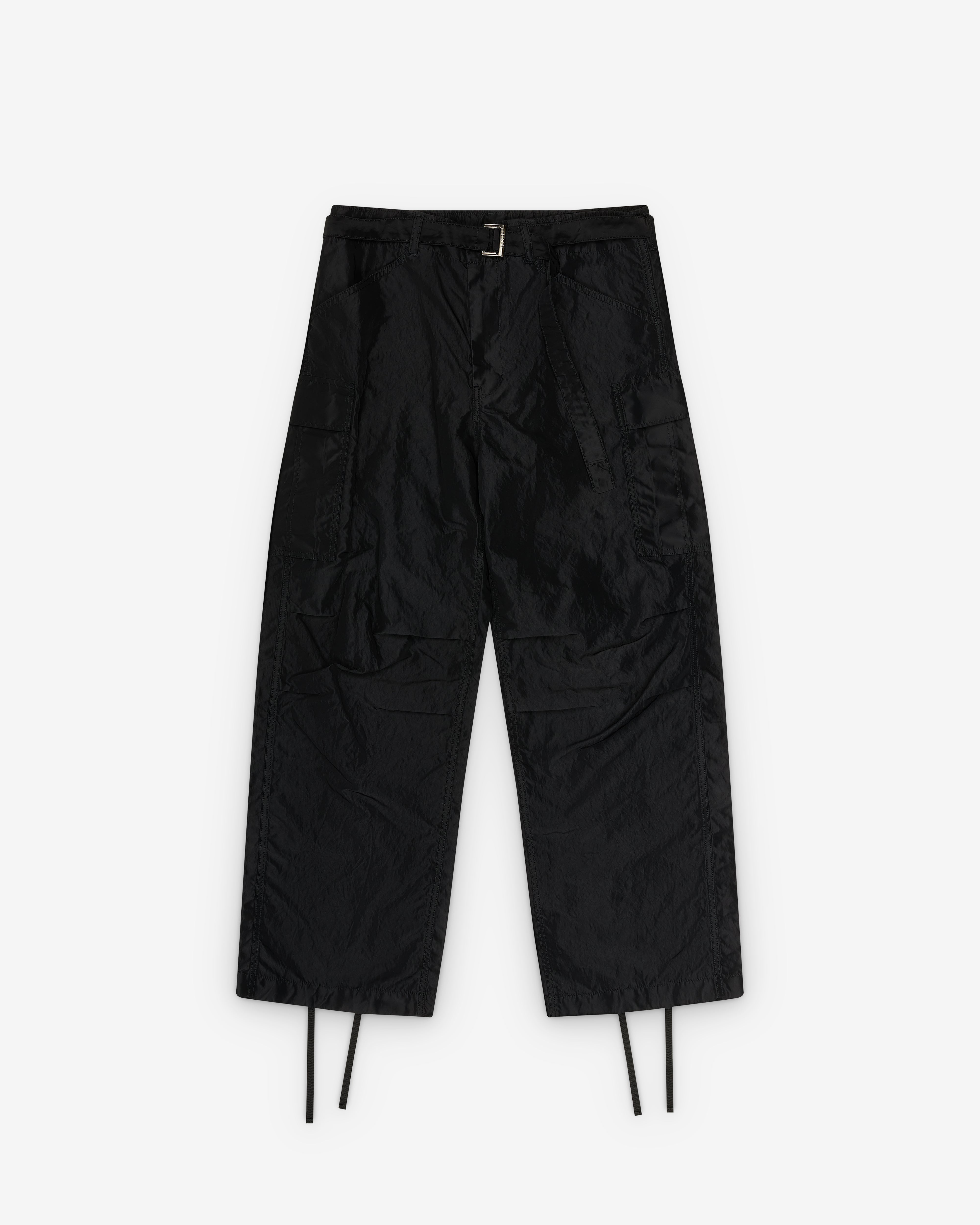 Sacai: Men's Treated Nylon Twill Pants (Black) | DSMNY E-SHOP