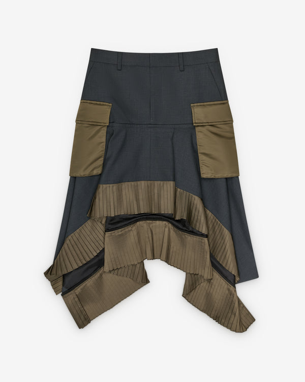 Sacai - Women's Nylon Twill Skirt - (Gray/Dark Khaki)