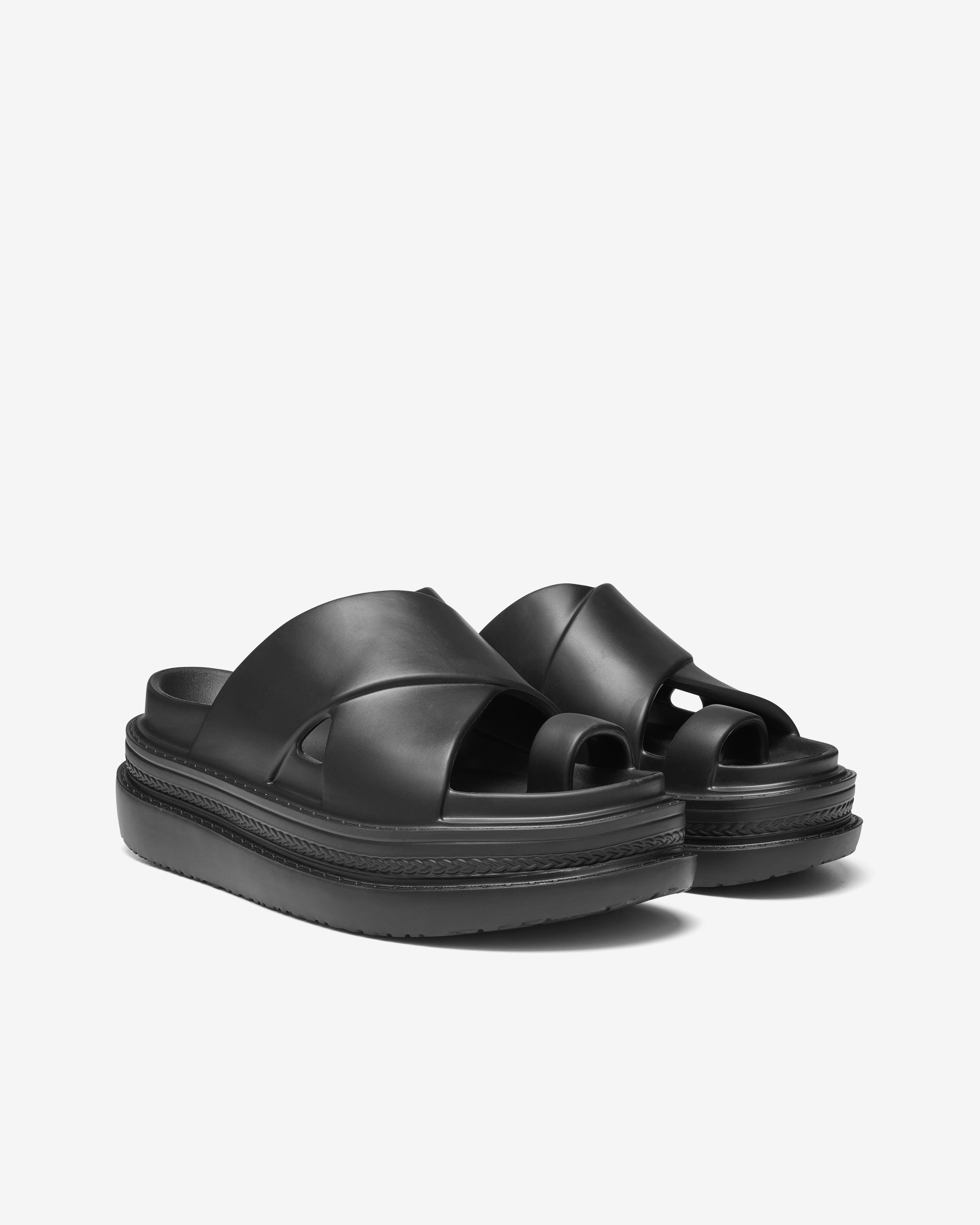 Sacai: Foam Multiple Sole Sandals (Black) | DSMNY E-SHOP