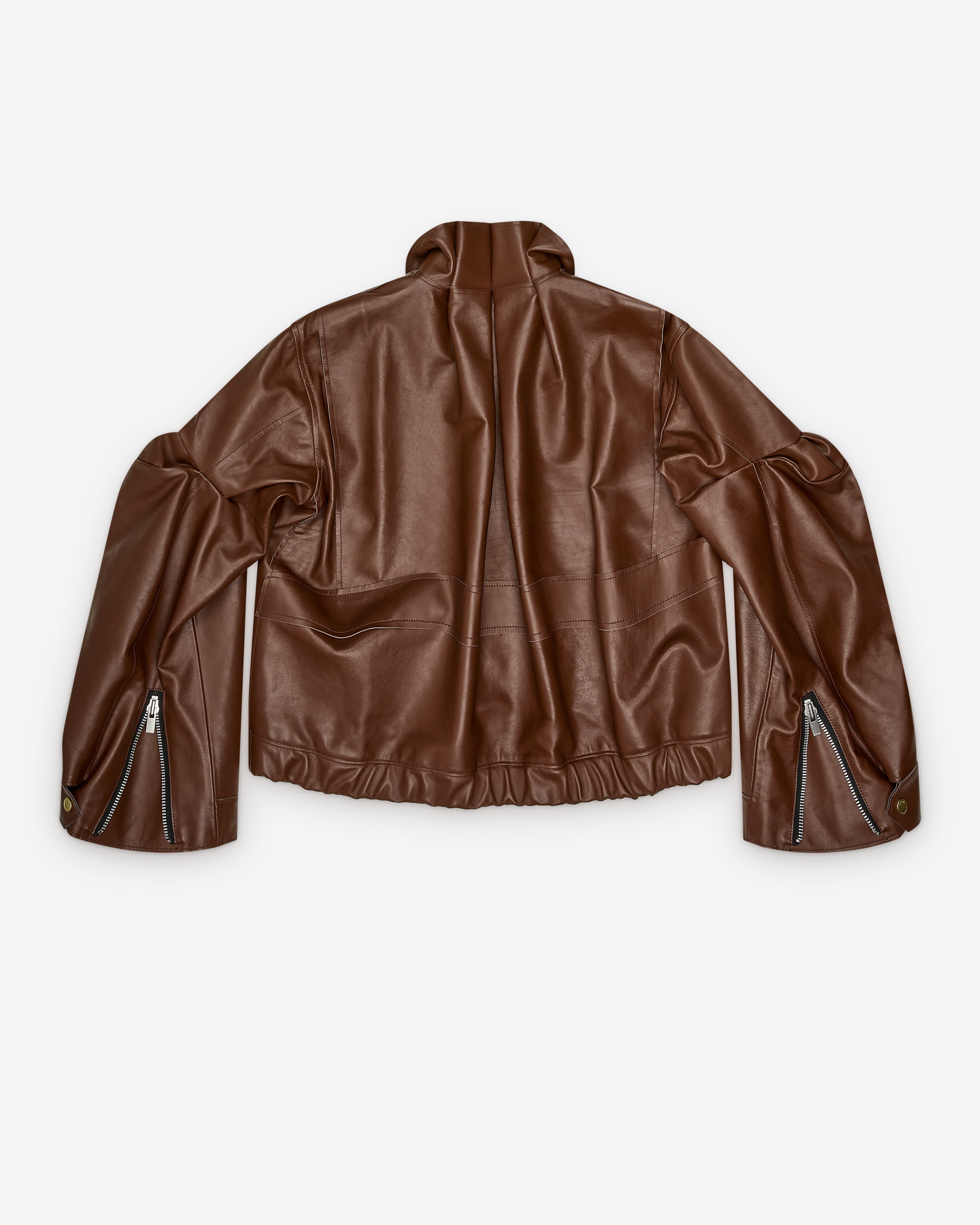 Sacai: Women's Leather Blouson (Brown) | DSMNY E-SHOP