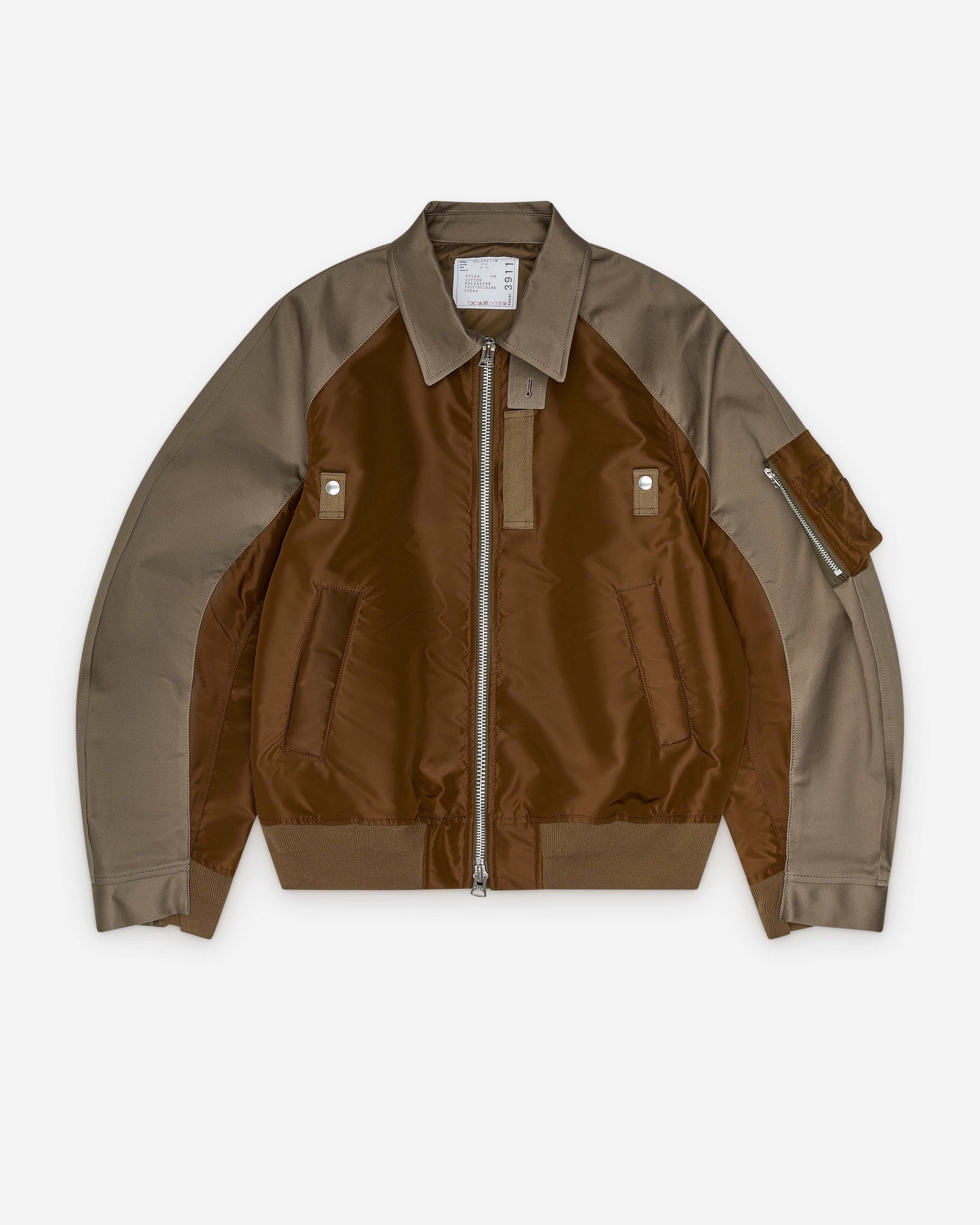 Sacai: Men's Nylon Twill Blouson (Gray/Brown) | DSMNY E-SHOP