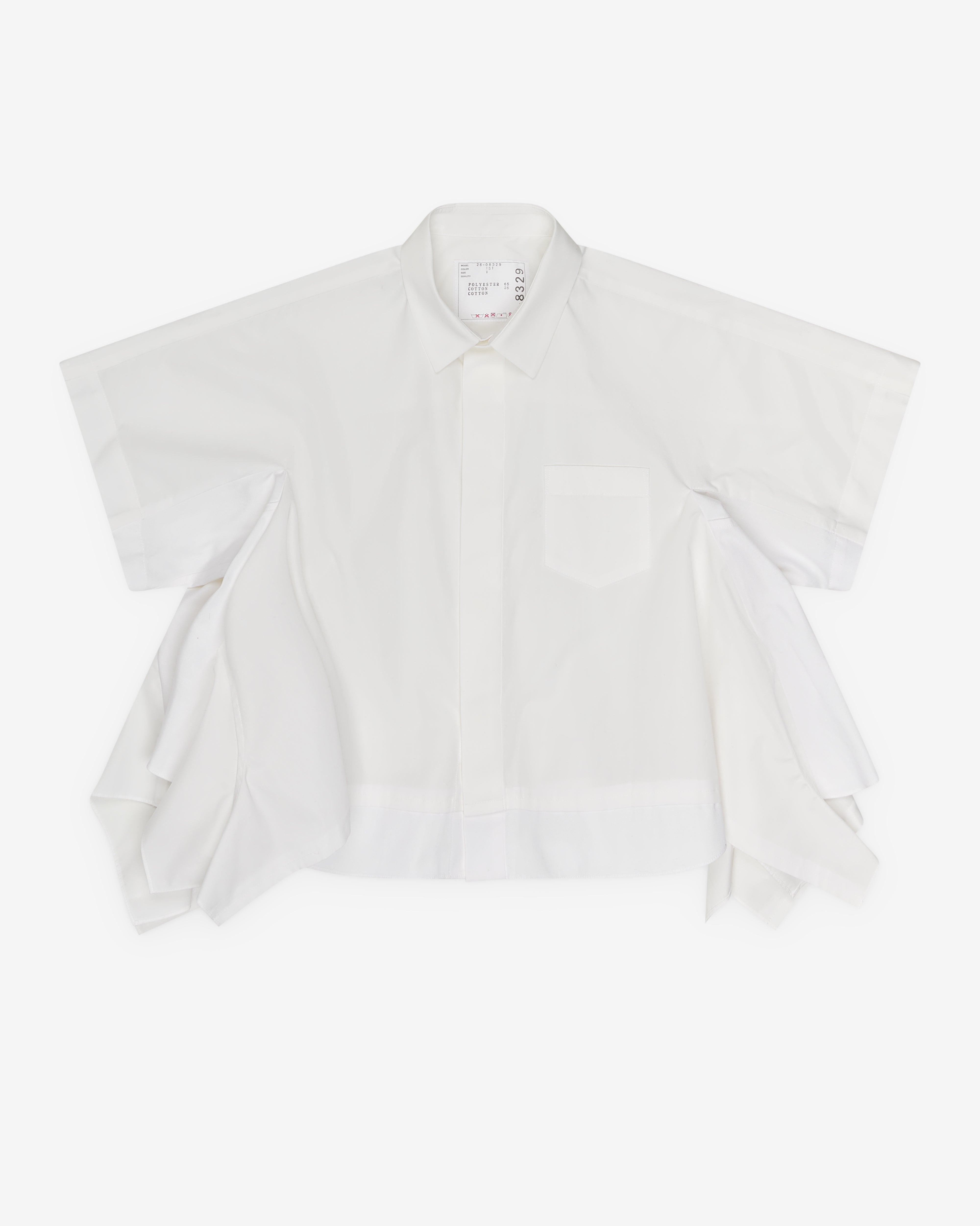 【値下】sacai Cotton Polyester Shirt 白 1 Sacai: Women's Poplin Shirt (Off White) | DSMNY E-SHOP