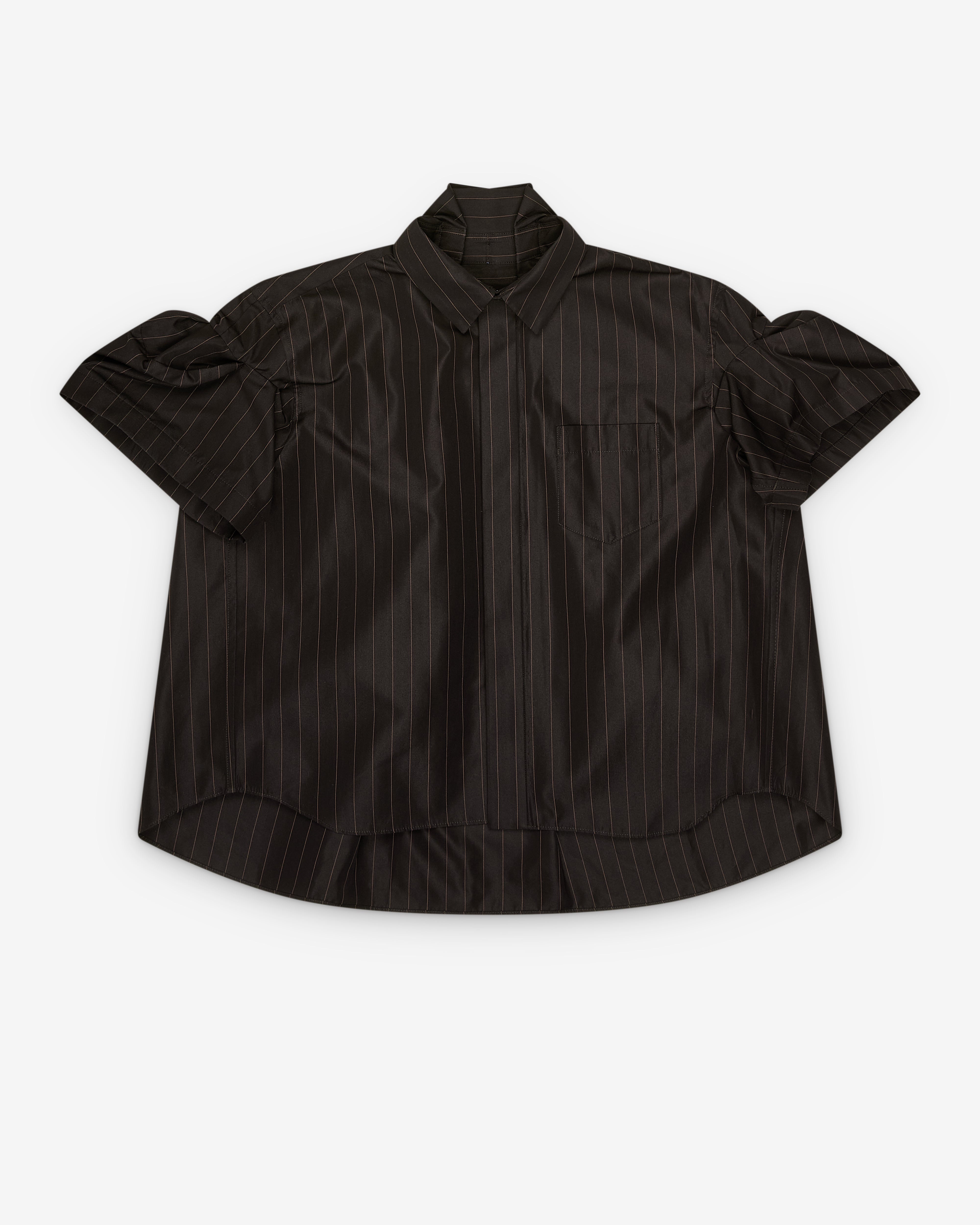 Sacai: Women's Chalk Stripe Shirt (Brown) | DSMNY E-SHOP