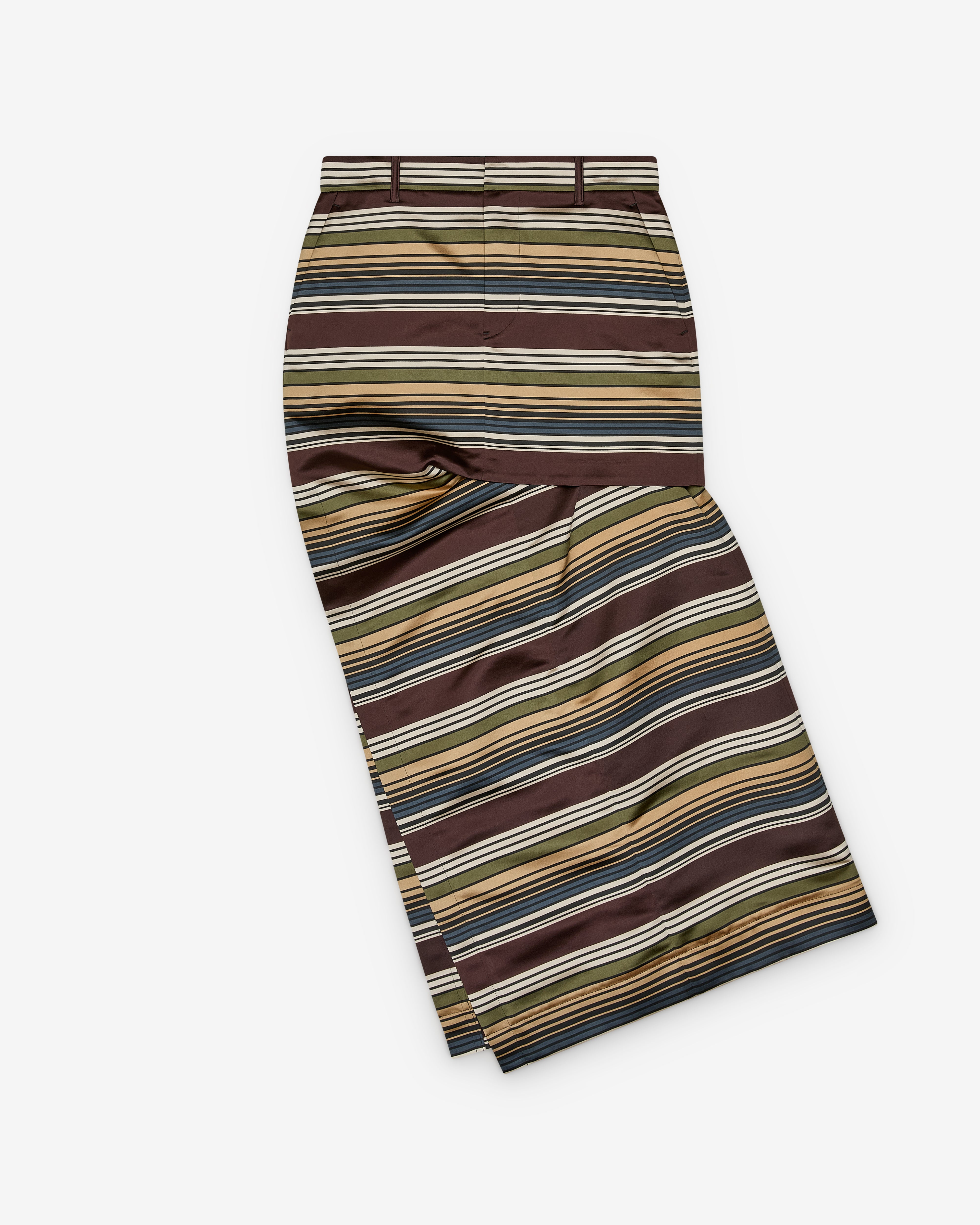Sacai: Women's Horizontal Stripe Skirt (Brown/Beige) | DSMNY E-SHOP
