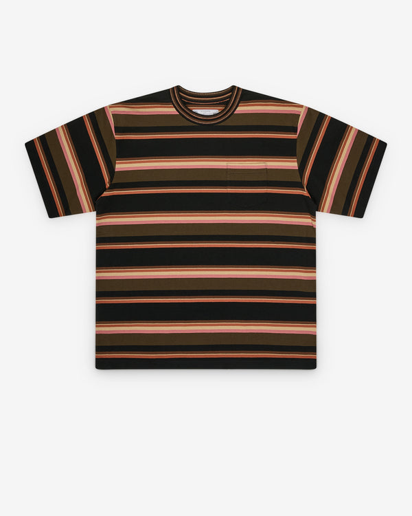 Sacai - Men's Horizontal Stripe T-Shirt - (Khaki/Pink)