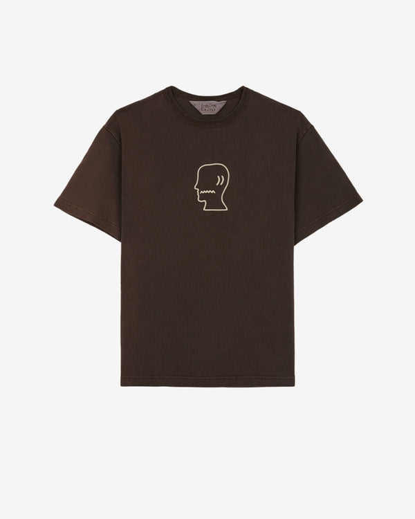Brain Dead - Men's Heavyweight 3D Embroidery Logohead T-Shirt - (Brown)