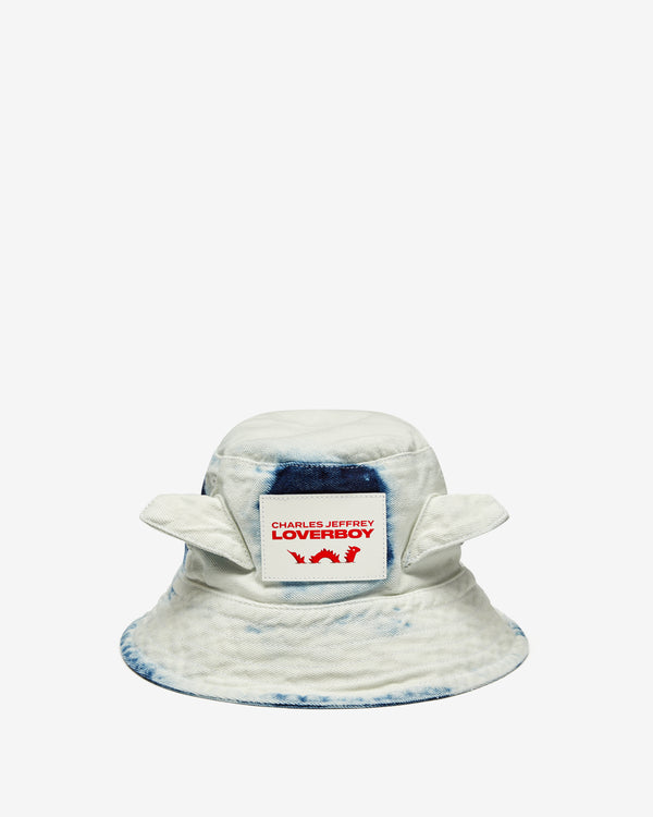 Charles Jeffrey - Men's Ear-Flaps Denim Bucket Hat - (White)