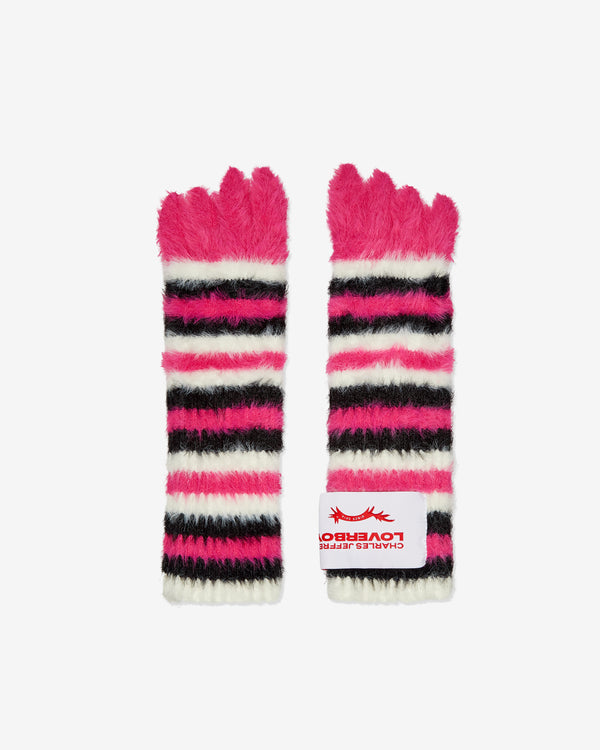 Charles Jeffrey - Men's Fluffy Striped Gloves - (Pink/Black)