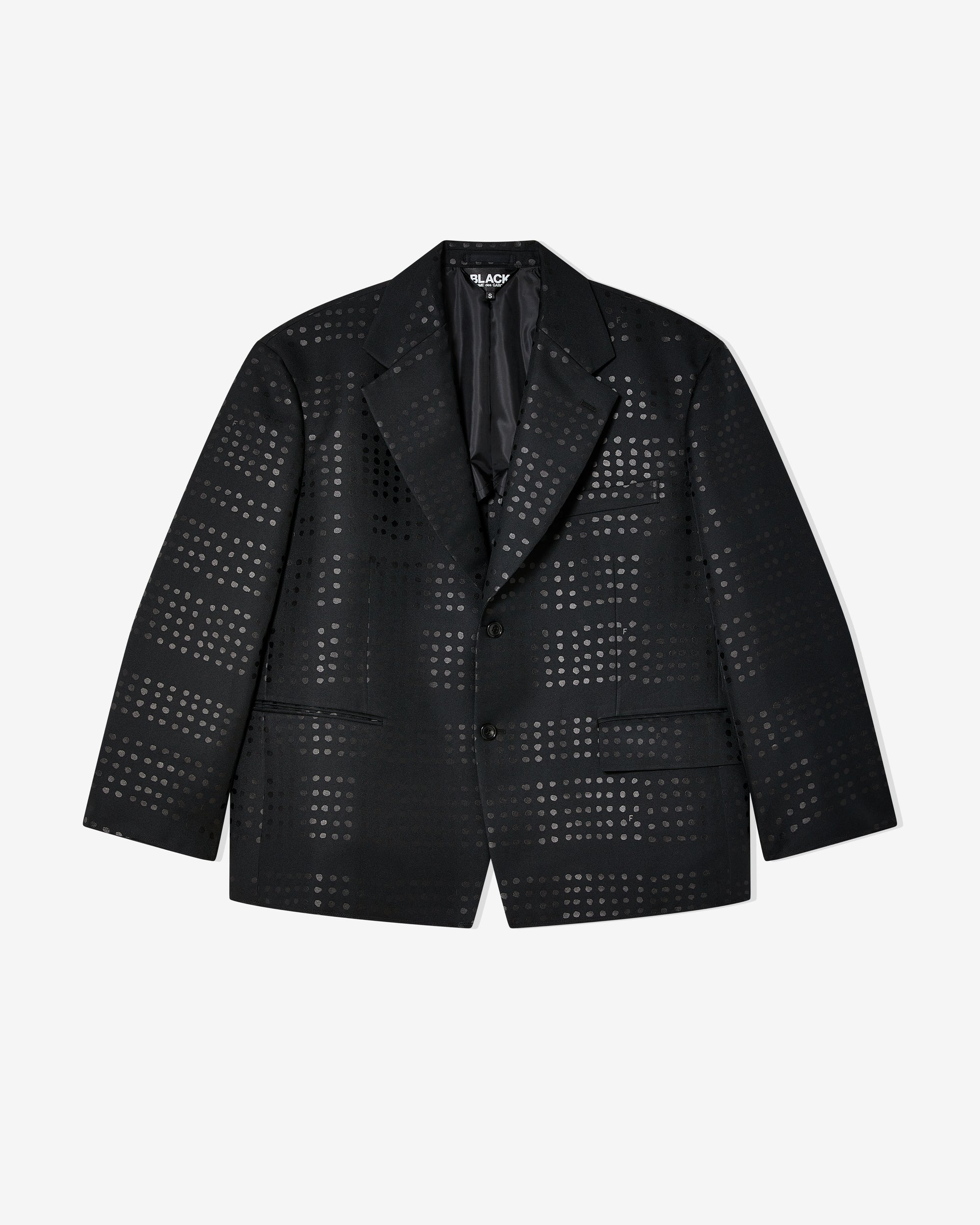 Black Comme des Garçons: Dot Print Jacket (Black/Black) | DSMNY E-SHOP