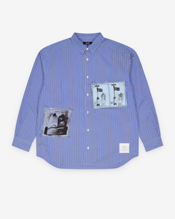 CDG Homme - Men's Patched Shirt - (Blue/Navy/White)
