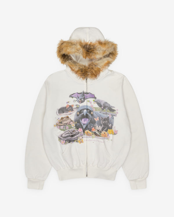 Doublet - Women's Furry Collar Zip-Up Hoodie - (White)