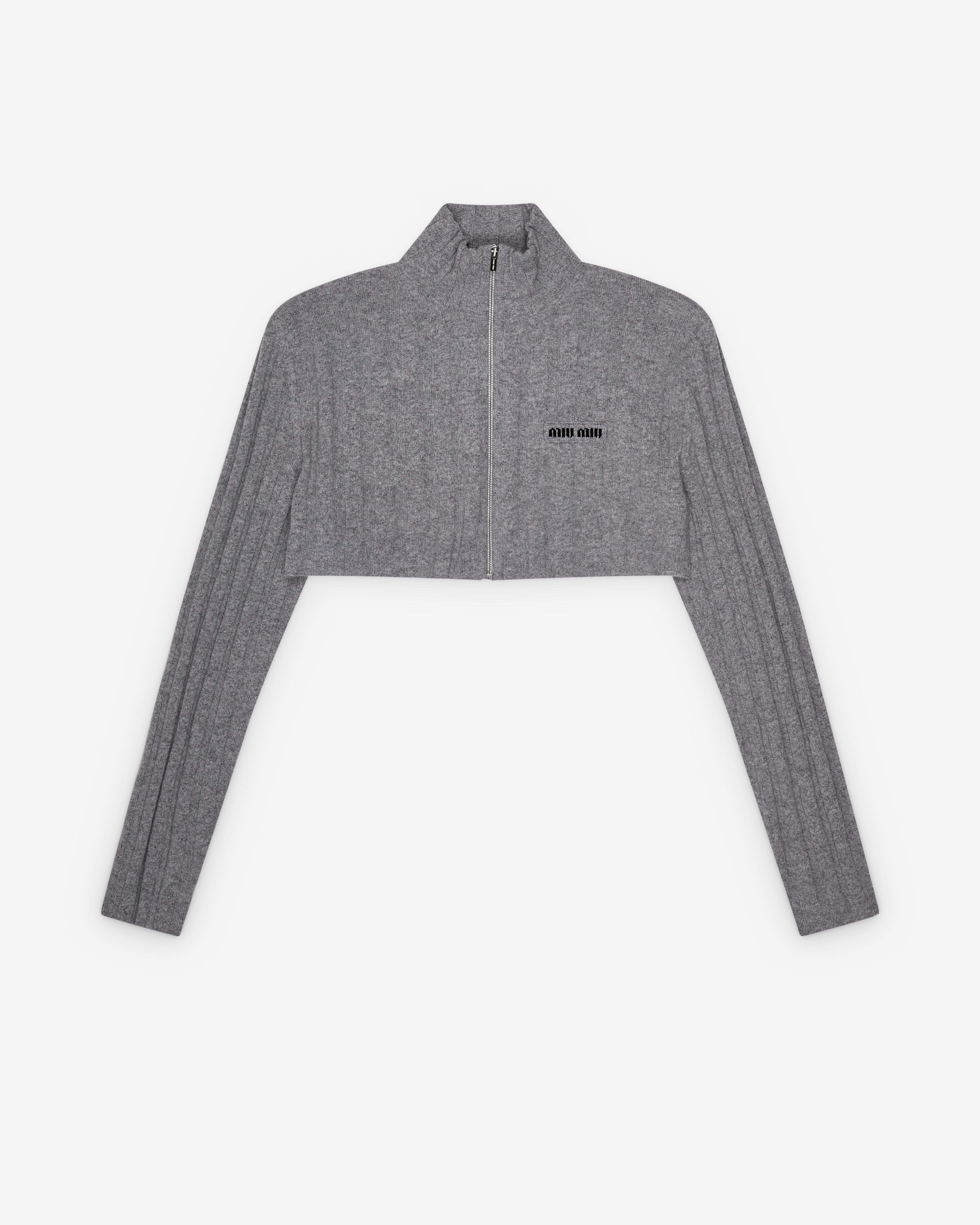 Miu Miu: Women's Cropped Cardigan (Grey) | DSMNY E-SHOP