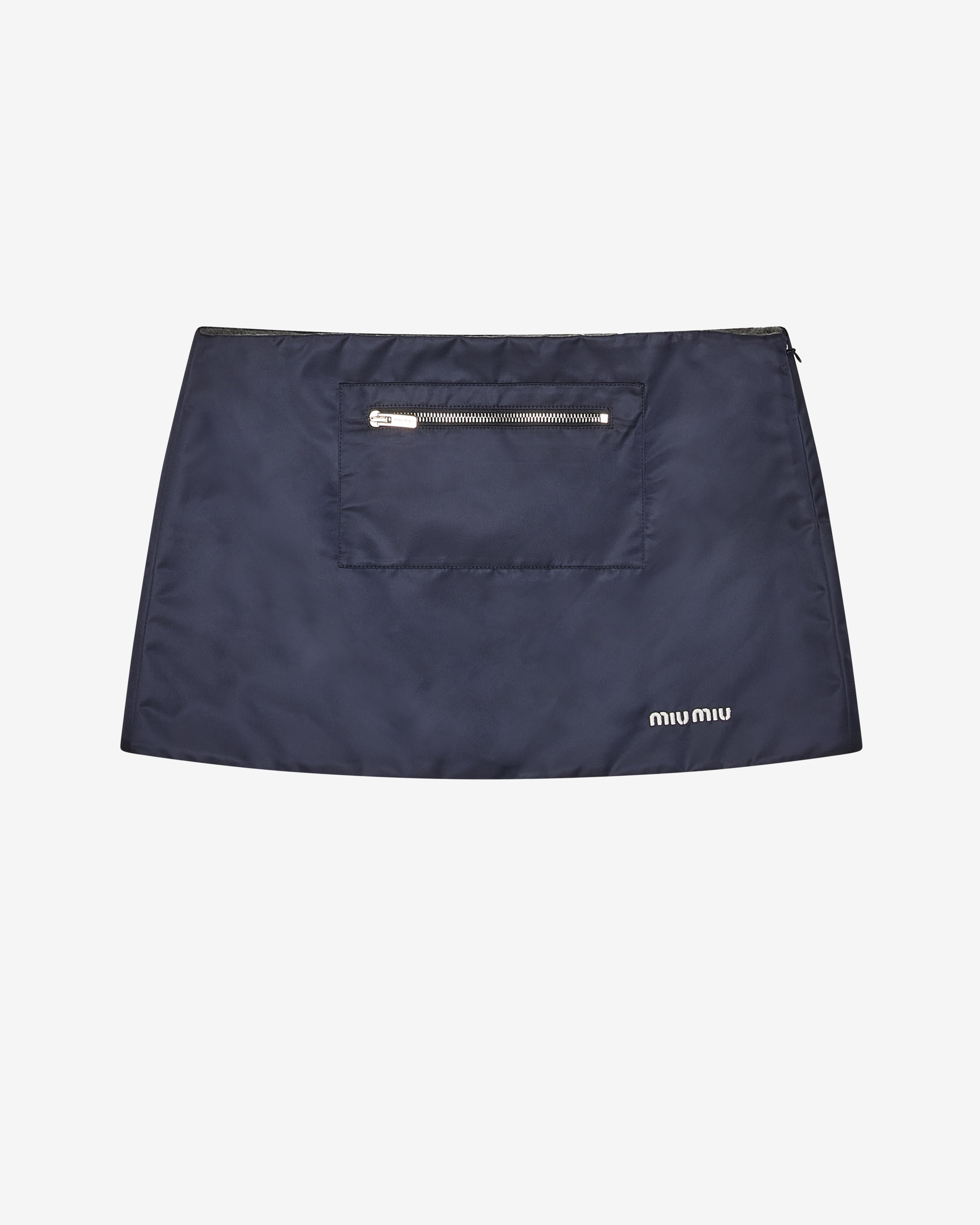 Miu Miu: Women's Logo-Embroidered Skirt (Navy) | DSMNY E-SHOP