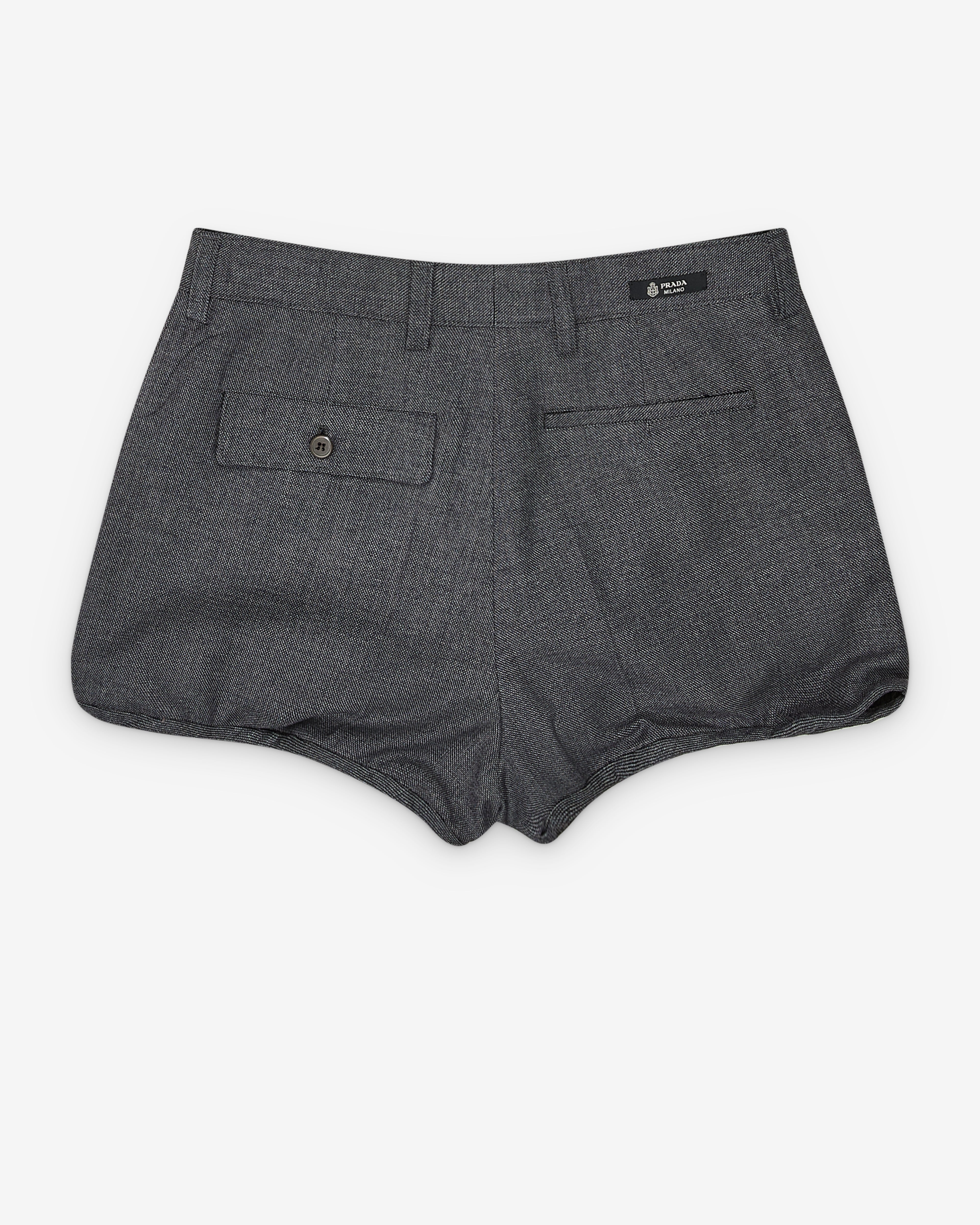 Prada: Women's Grisaille And Antiqued Satin Shorts (Anthracite