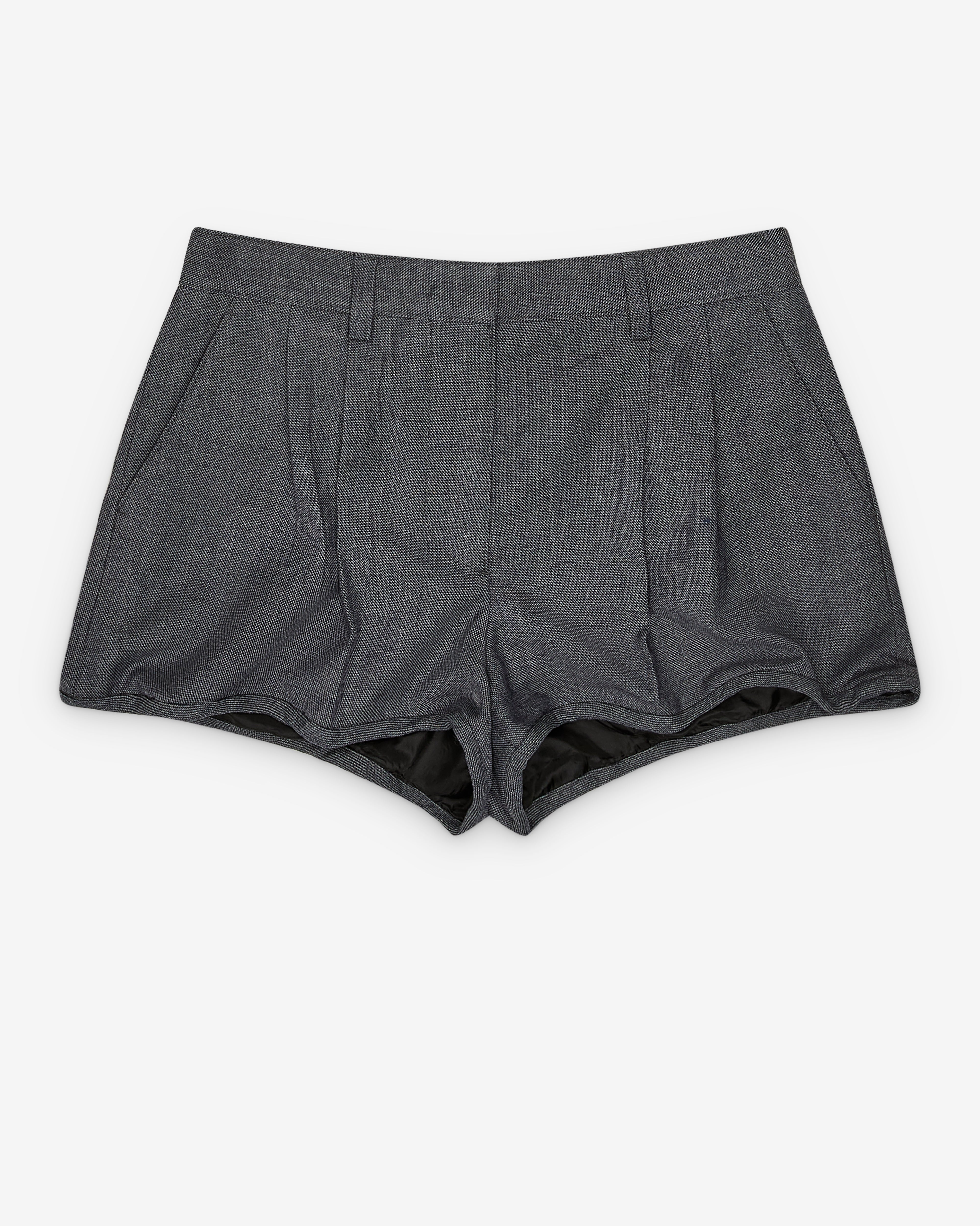 Prada: Women's Grisaille And Antiqued Satin Shorts (Anthracite