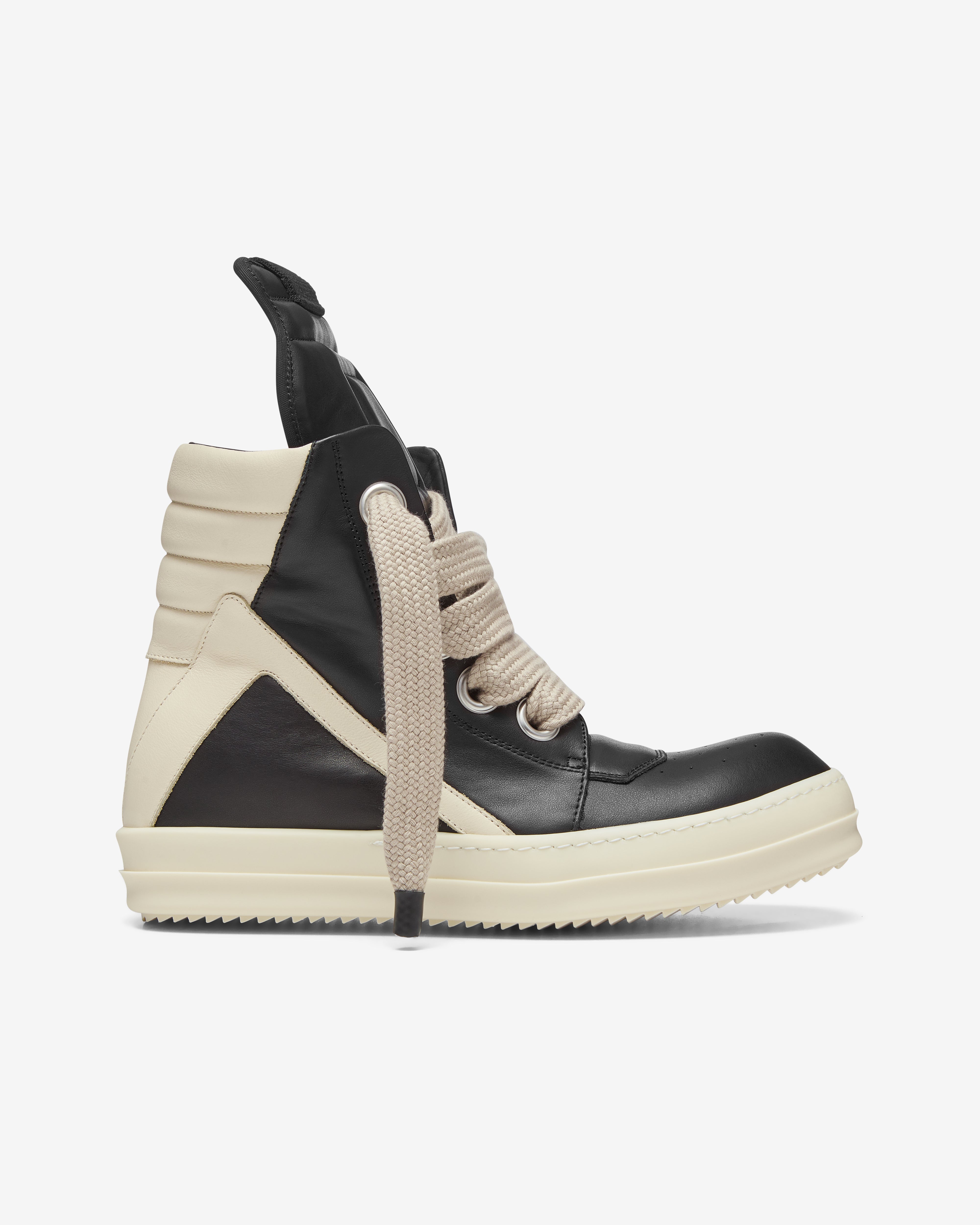 Rick Owens: Men's Jumbolace Geobasket (Black/Milk) | DSMNY E-SHOP