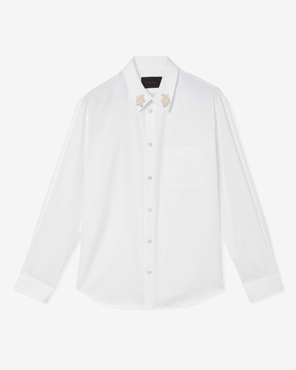 Simone Rocha - Men's Beaded Flower Cluster Classic Shirt - (White Pearl)