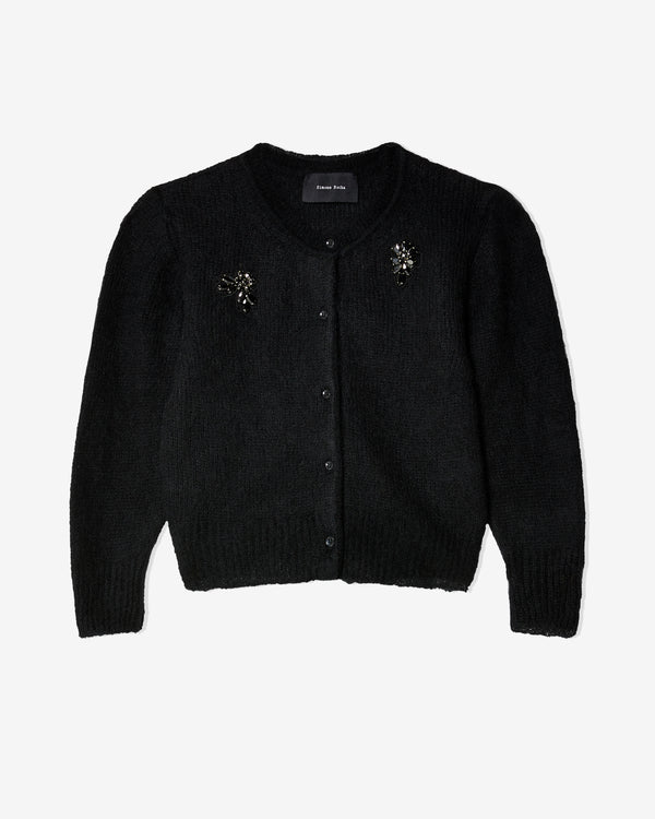 Simone Rocha - Women's Cropped Alpaca Knit Cardigan - (Black Jet)