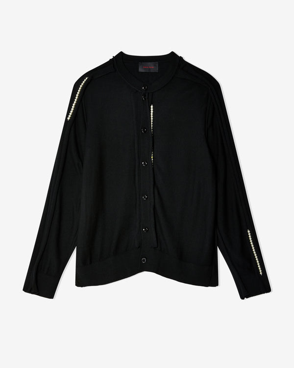 Simone Rocha - Men's Beaded Inverted Seam Cardigan - (Black/Pearl)