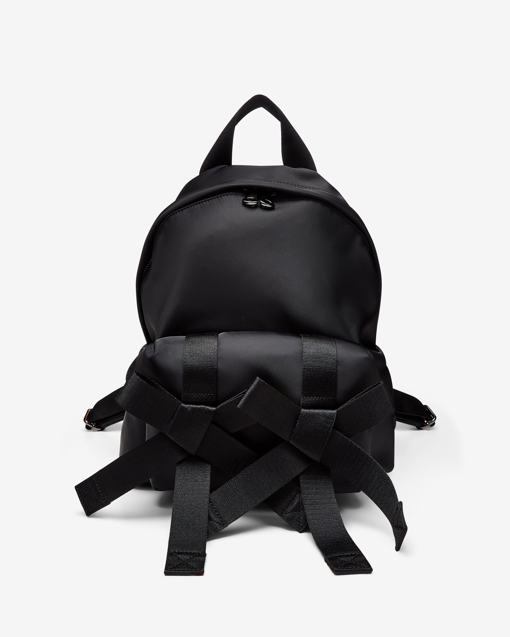 Simone Rocha: Men's Embroidered Bow Front Backpack (Black/Pearl ...