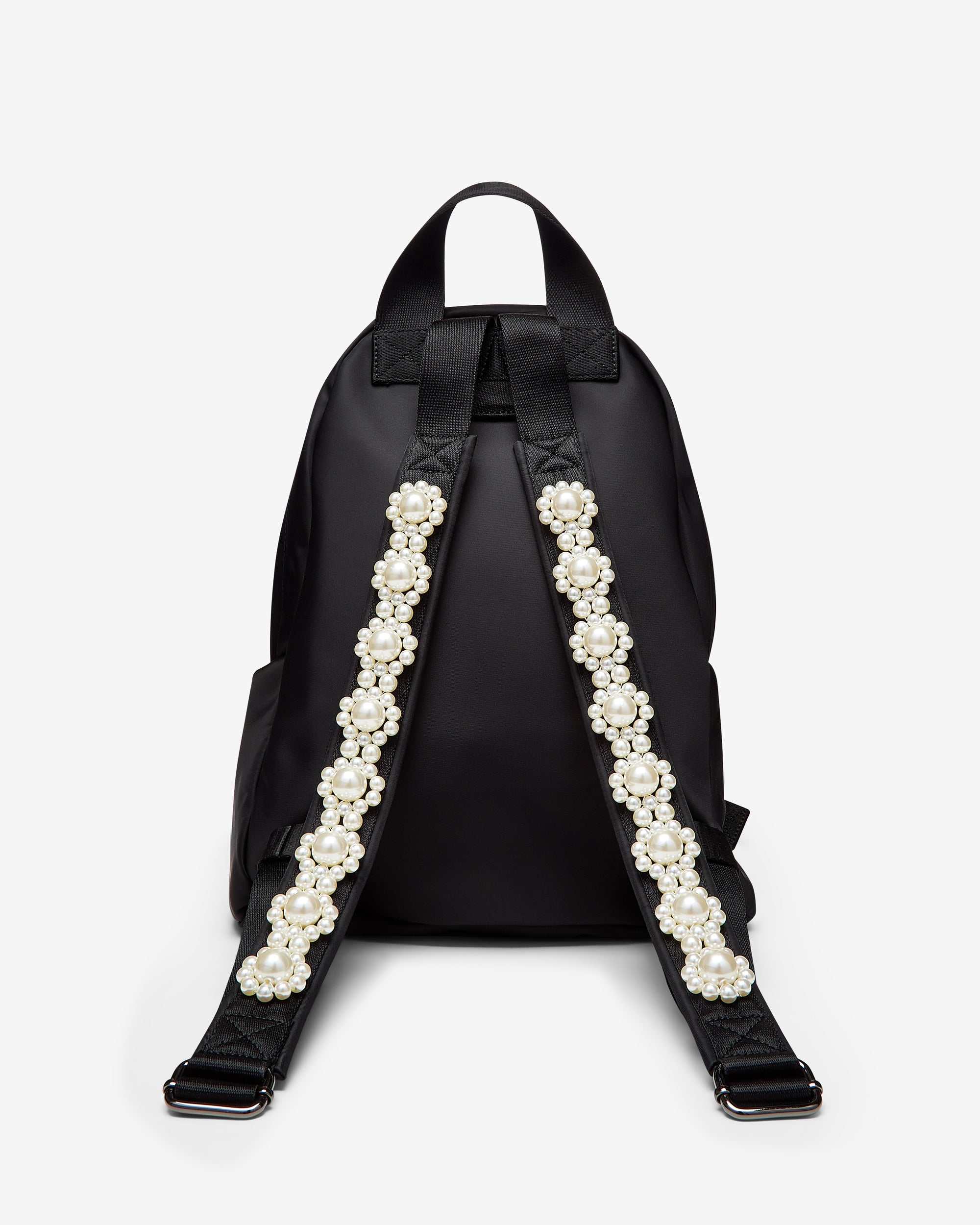 Simone Rocha: Men's Embroidered Bow Front Backpack (Black/Pearl ...