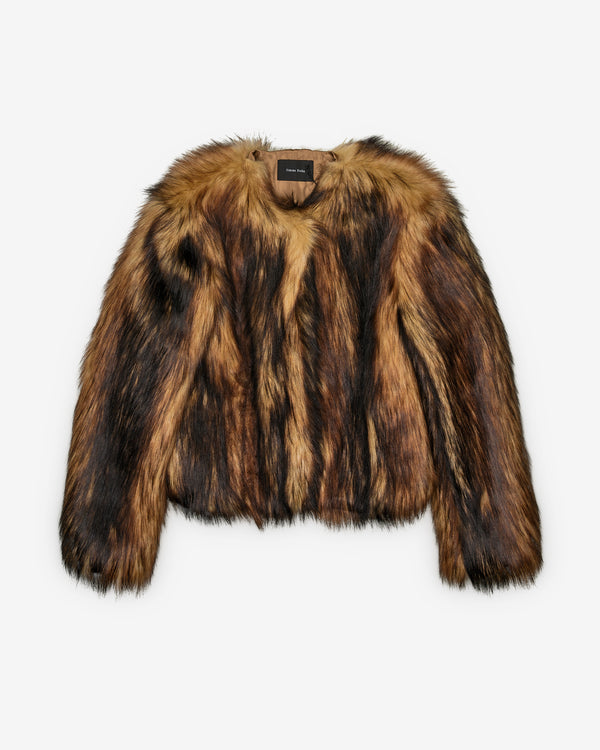 Simone Rocha - Women's Sculpted Faux Fur Fray Jacket - (Natural)