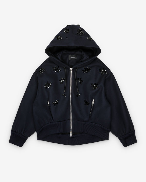 Simone Rocha - Women's Turbo Embellished Cropped Zip Jacket - (Navy/Jet)