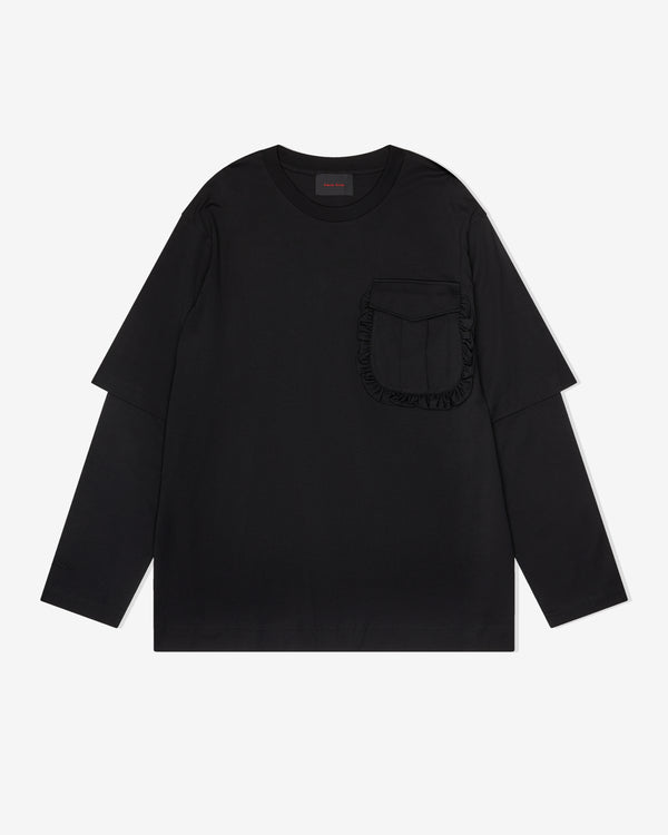 Simone Rocha - Men's Layered Ruffle Pocket Long Sleeve T-Shirt - (Black)