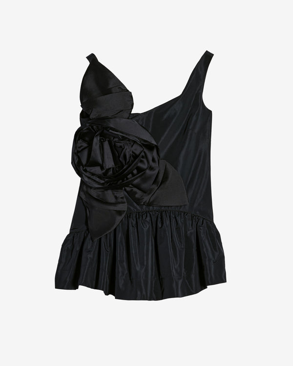 Simone Rocha - Women's Pressed Rosette Tilted Neck Peplum Top - (Black)