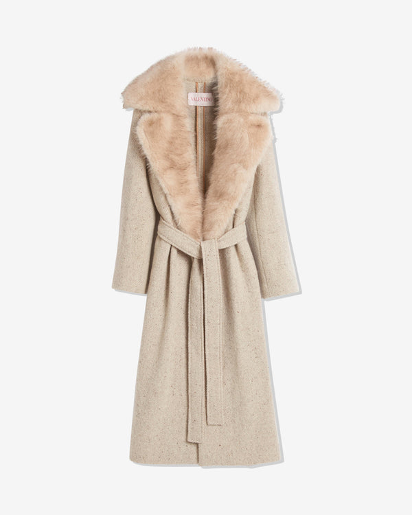 Valentino - Women's Textured Wool Coat - (Camel)