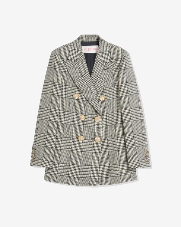 Valentino - Women's Houndstooth Wool Blazer - (Ivory/Black)