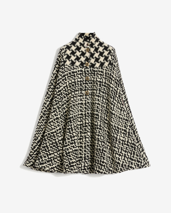 Valentino - Women's Geometric Tweed Cape - (Ivory/Black)