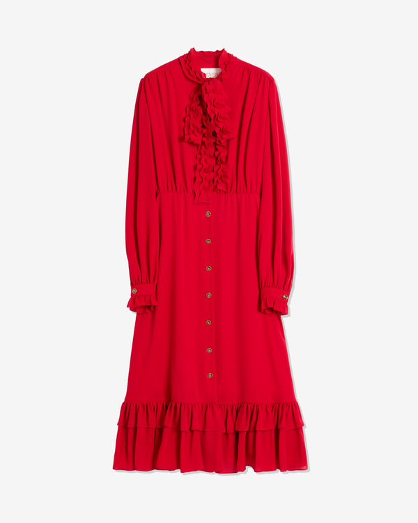 Valentino - Women's Georgette Midi Dress - (Dark Red)