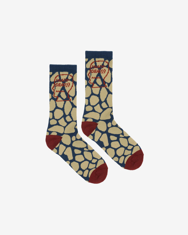Brain Dead -  Logohead Crew Socks - (Slate Giraffe)