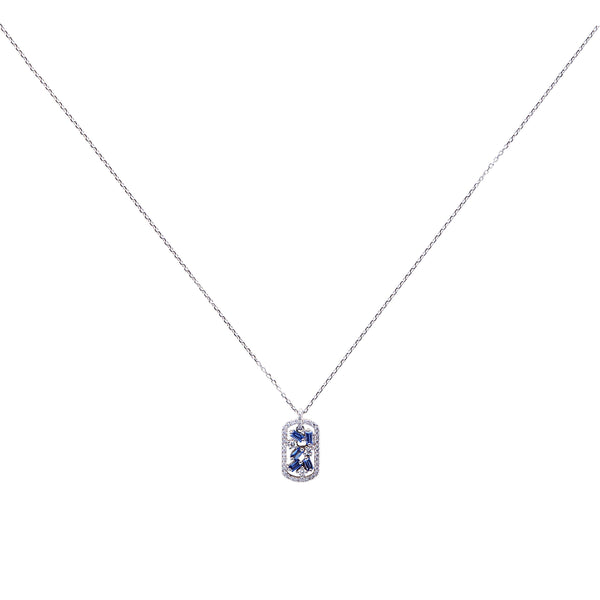 Suzanne Kalan - Blue Sapphire Diamond Small Dogtag Pendant