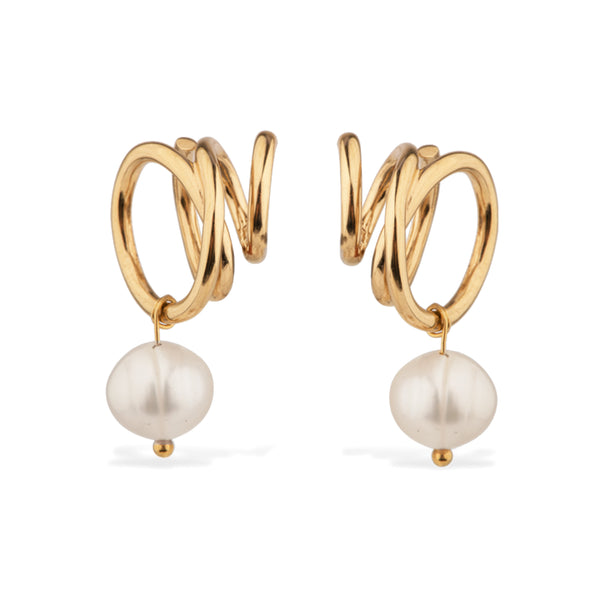 Completedworks - Flow Earrings with Fresh Water Pearl - (Pearl)