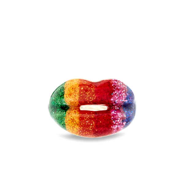 Solange - Hotlips Ring - (Rainbow Glitter)