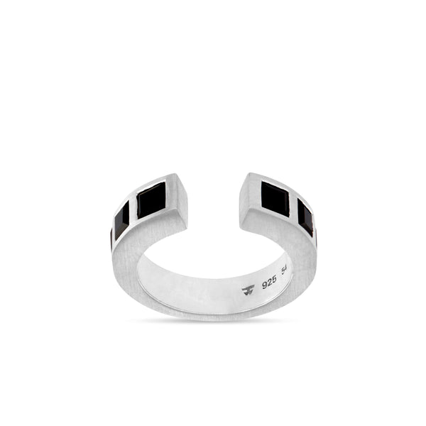 Tom Wood - Silver Gate Ring with Square Black Onyx