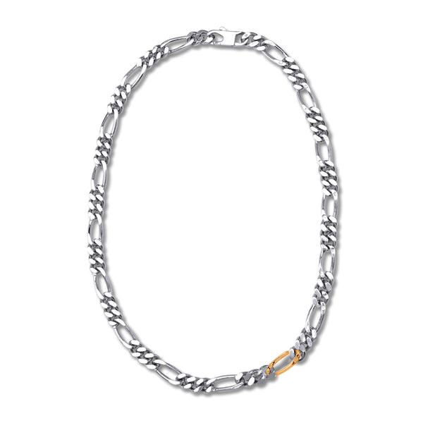 Bunney - Silver Figaro Necklace with Gold Link