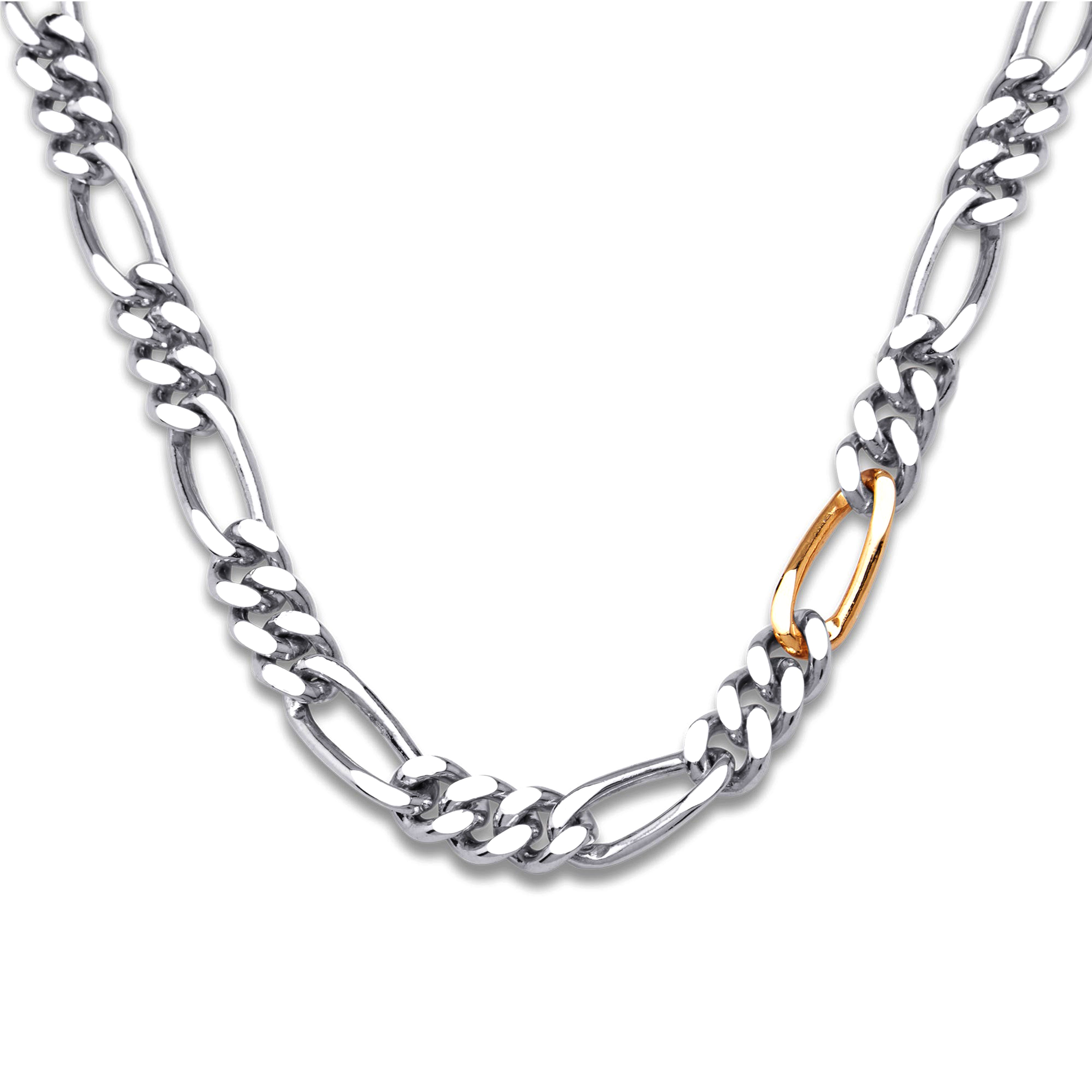 BUNNEY Figaro necklace w/Gold Link バニー Bunney: Silver Figaro Necklace with Gold Link (Silver) | DSMNY E-SHOP