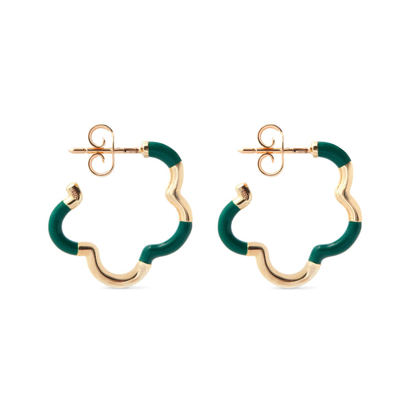 Bea Bongiasca - Mini Earrings Green - (Yellow Gold)