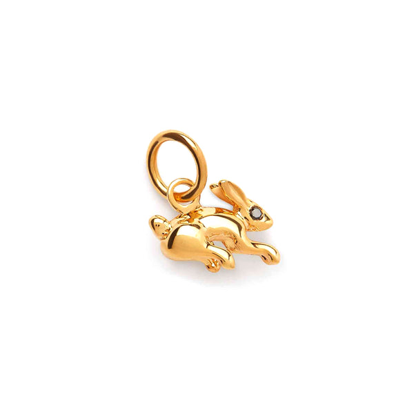 Patcharavipa - DSM Exclusive Tiny Black Eye Rabbit Necklace - (Yellow Gold)