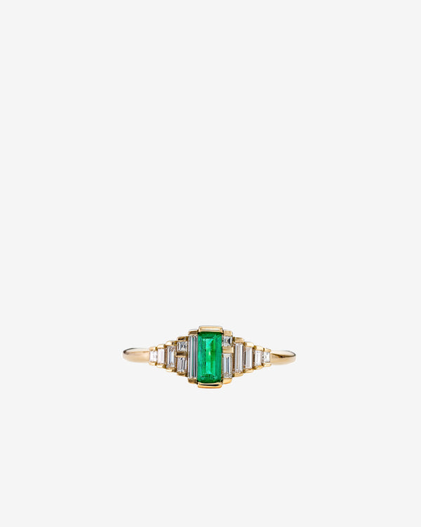 Artëmer - Dainty Emerald Engagement Ring - (Yellow Gold/Diamond)