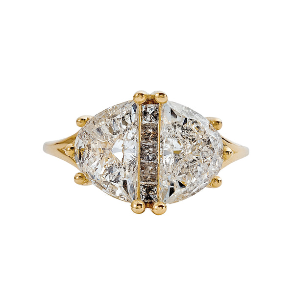 Artëmer - Two Carat Half Moon Engagement Ring - (Yellow Gold/Diamond)